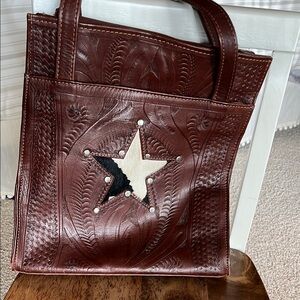 Genuine Leather Western Style Handbag